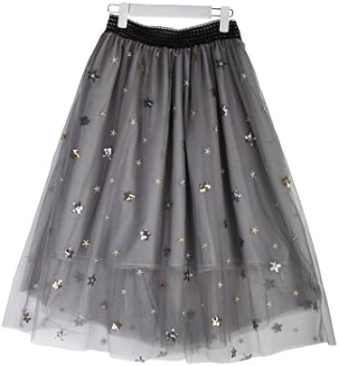 Zandina Long Tulle Skirt Women 2018 Summer A-line Sewing Stars Lace Fashion Midi Skirts