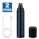 Casfuy Dog Nail Grinder Upgraded - Professional 2-Speed Electric Rechargeable Pet Nail Trimmer Painless Paws Grooming & Smoothing for Small Medium Large Dogs & Cats (Dark Blue)
