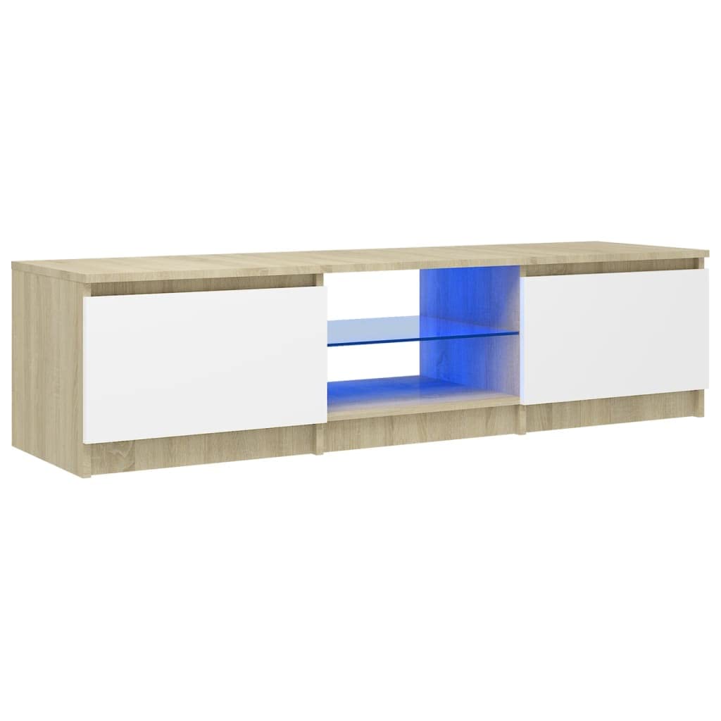 vidaXL-Armario-TV-con-Luces-LED-Soporte-Mobiliario-Aparador-Estante-Salon-Sala-de-Estar-Dormitorio-Decoracion-Blanco-y