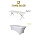 Rectangular Fitted Stretch Banquet Tablecloth By Party Set Go - High Quality White 6 ft feet Table Cover - Polyester Blended Fabric Wrinkle Free Covers for Weddings, Events, Trade Shows and Parties