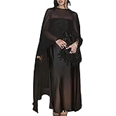 Amiblvowa Women Chiffon Capelet Sheer Mesh Bridal Cape Shawl Wraps Asymmetrical High Low Flowy Wedding Party Cover Up Poncho