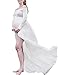 Saslax Maternity Split Front Sheer Chiffon Maternity Gown Maxi Bridesmaid Dress for Photos Shoot White XL