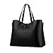 Fashion Road Womens Pu Leather Handbag Lady's Line Tote Bags Black