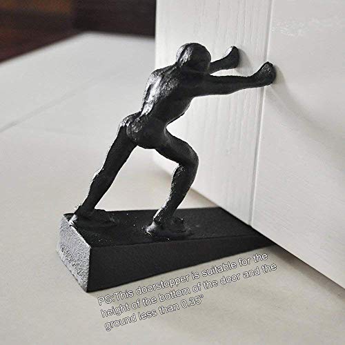 Convallaria Door Stop Padded Anti-Scratch Felt Bottom Protects Floors Protect Your Bedroom, Bath and Exeterior Doors Rust Black Strong Man