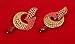 Touchstone Indian Bollywood pretty curved fish motif candy red Rhinestone long bridal designer jewelry chandelier earrings for women in antique gold tone