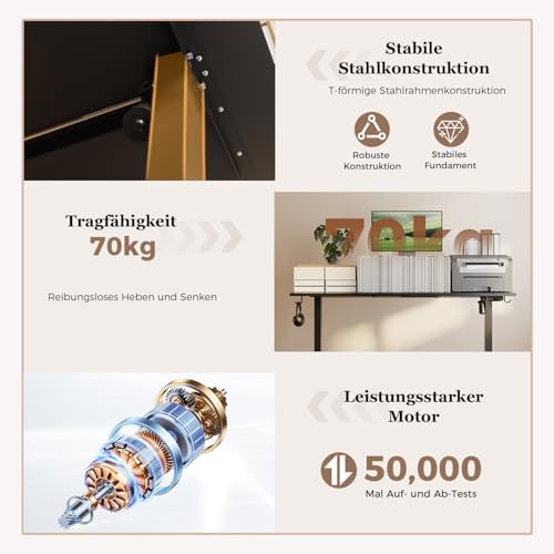 Höhenverstellbarer Schreibtisch mit 2 Schubladen