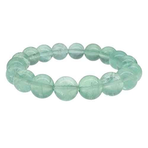 Alaxy(TM), Natural Green fluorite Bracelet, 10mm Round Beads Gemstone Hand String for Unisex Use