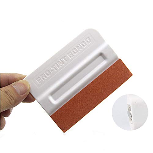 CARLAS White PRO-Tint BONDO Scratchless Soft Felt Edge Magnetic Car Squeegee for Decal Vinyl Wrap Applicator Tool