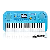TWFRIC Kids Piano Keyboard, 37 Keys LCD Screen Display Dual-Speakers Piano for Kids 2018 Newest Piano Keyboards Music Educational Toy for 3-8 Years Boys Girls Child, Xmas Gift (Blue) 