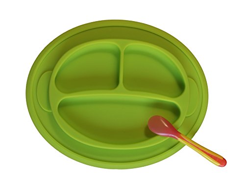 Non-slip Suction Placemat Combo. Includes Monkey Silicone Placemat and
Spoon for Baby, Toddler & Kids. Ideal for Highchair Feeding, Kitchen
Dining Table and Outdoors.