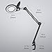 LED Magnifying Lamp, PHIVE Daylight Bright Magnifier Desk Lamp, Dimmable Task Lamp with Clamp, 5 Diopter, 5