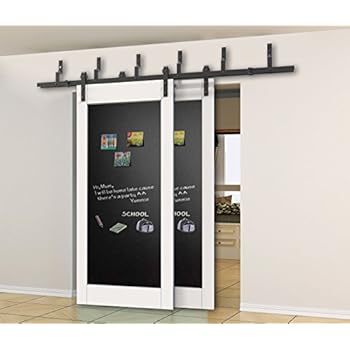 Amazon.com: Hahaemall Black Steel Bypass Sliding Barn Door ... Amazon.com: Hahaemall Black Steel Bypass Sliding Barn Door ... - 6FT Bypass Sliding Barn Wood Door Hardware Interior Sliding Door Black Rustic Sliding Track Kit (6F-bypass kit)