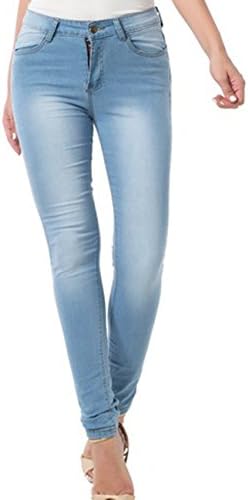 Women's Stretchy 5 Pocket Dark Denim Skinny Jeans (28, Light Blue 1)