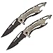 TF-705GY Assisted Opening Tactical Folding Knife, Black Half-Serrated Blade, Grey Handle, 4-1/2-Inch Closed, Grey (2-Pack)
