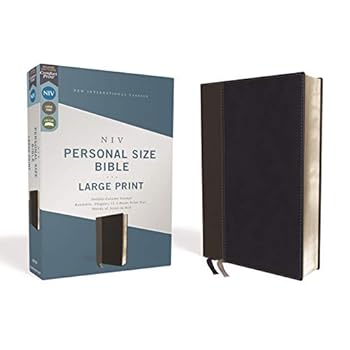 NIV, Personal Size Bible, Large Print, Leathersoft, Black, Red Letter Edition, Comfort Print