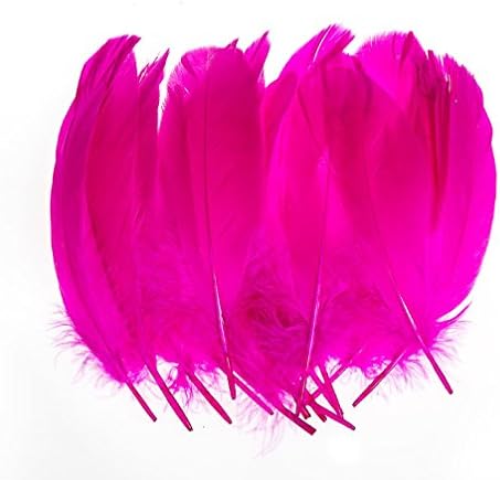AWAYTR 100 Pcs Nature Goose Feathers for DIY Craft Wedding Home Party Decorations (Rose Red)