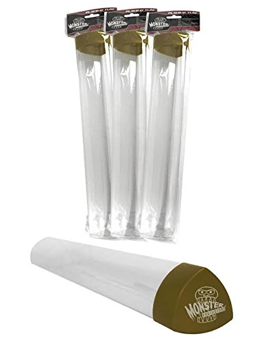 Playmat Tube - Monster Protectors Prism-shaped Play Mat Tube (Gold) - Won't Roll , Easy in and Out Design