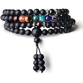 COAI 108 Japa Mala 7 Chakra Stone Wrap Bracelet Necklace