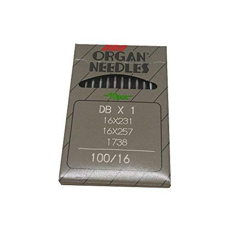 YICBOR 10Pcs DBX1 Organ Sewing Machine Needles Compatible with JUKI DDL-555,DDL-5530, DDL-5550 DDL-8700 DDL-8700-7, Industrial Lockstitch Sewing Needles Size 100/16