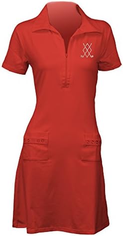 Titania Golf Moisture Wicking Golf Dress in Coral (Large, Coral with Argyle Clubs)
