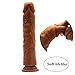Big Double Layer Realistic Dildo, FAAK Slightly Bendable 9.5 Inch Soft G-Spot Premium Liquid Silicone Dual Density Huge Penis Dong with Suction Cup, Sex Toy for Female Masturbation