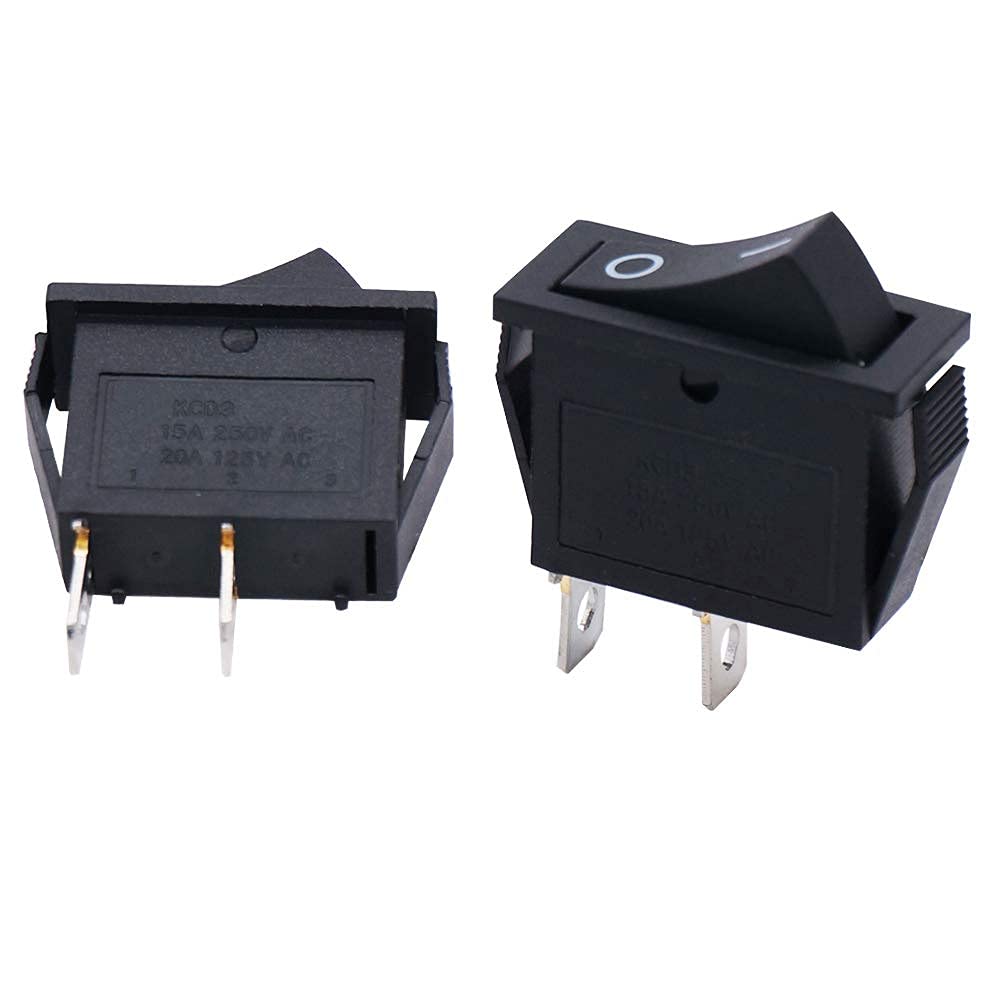 Twidec/5Pcs Rocker Switch 2 Pins 2 Position ON/Off AC 15A/125V 20A/250V SPST Car Boat Black Rocker Switch Toggle（Quality Assurance for 1 Years）KCD3-101: Industrial & Scientific