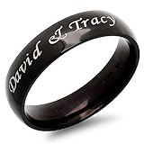 Personalized 6mm Stainless Steel Black Shiny Ring - Free Engraving