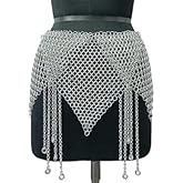 ebas Handmade Chainmail Hip Belt Skirt – Silver Aluminum Belly Dance Armor Wrap for Festival, Cosplay & Gothic Outfit