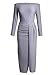 Ouregrace Womens Off Shoulder Metallic Glitter Ruched High Slit Evening Party Cocktail Dress (Grey, (US 4-6) S)