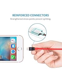 Anker [2 unidades] Powerline + Cable Lightning (6ft) durable y rápido cable de carga [fibra aramida y nailon trenzado doble] para iPhone Xs XS Max XR X   8 8 Plus   7 7 Plus iPad y más (rojo)