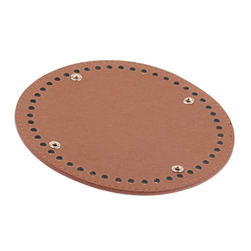 Fenteer Hand-Woven DIY Crochet Bags Round Bottom Insert Pad Shaper Rivets Cushion 15 cm - Brown