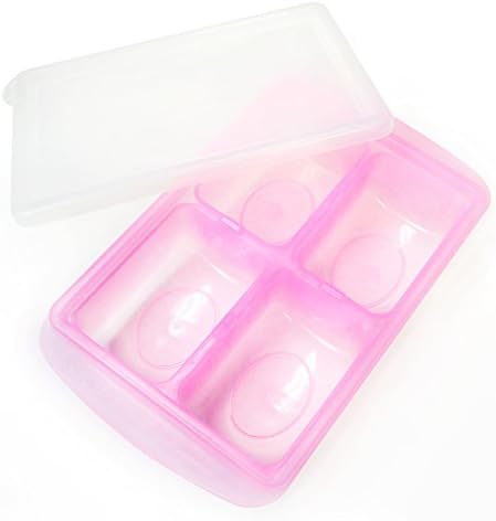 JMGreen RRe [4 Sections, 5.3oz/Section] Bento Box Freezer Tray. Flexible, Twistable Pop Push Method. BPA Free. Double Sealing Lid Provided. [Pink]