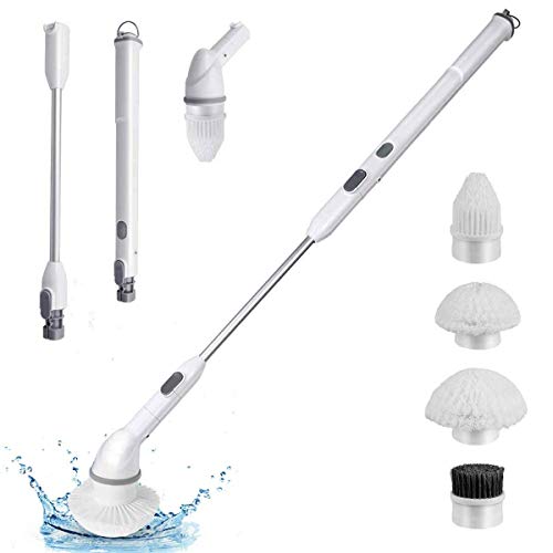 Upgraded Spin Scrubber, WiMiUS 360 Degrees Electric Spin Scubber with 4 Brush Replacement Heads Cordless Power Srubber Cleaning Brush for Bathroom Kitchen,Tub