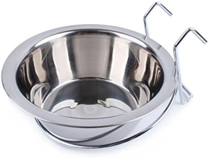 HungMeo Removable Pet Dog Hanging Bowl Stainless Steel Puppy Cat Cage Single Bowl Cup Dish Feeder for Food Water