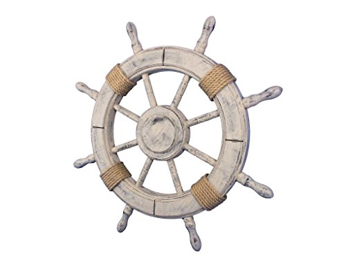 Rustic Decorative Ship Wheel 24" - Wooden Ships Wheel - Boat Steering Wheel Dec