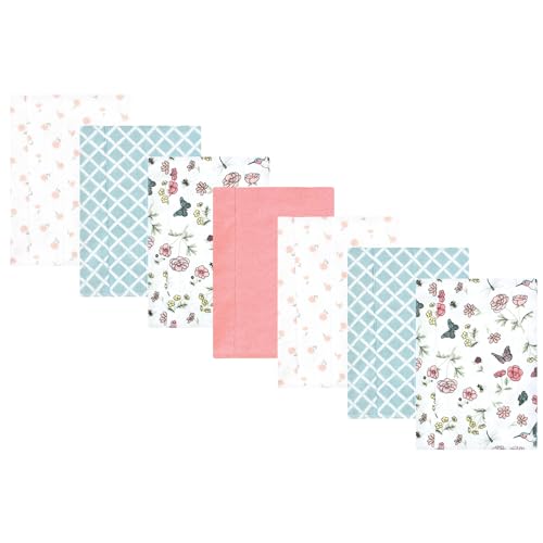 Hudson Baby Unisex Baby Cotton Flannel Burp Cloths, Hummingbird Garden 7 Pack,…