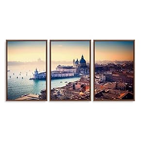 3 Piece Framed Canvas Wall Art for Living Room, Bedroom Italy City Landscape Canvas Prints for Modern Home Decoration Ready to Hang - 16"x24"x3 Panels