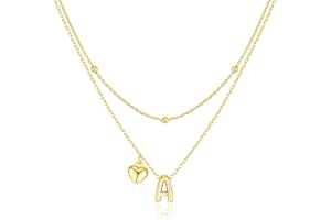 adoyi Early Christmas Gift Ideas for Women Hers Dainty 14K Gold Plated Heart Initial Necklaces Layered Letter A-Z Pendant Necklace Stack Jewelry Birthday Gifts for Her Mom and Wife