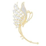 Gold Crystal Butterfly Ear Wrap Ear Cuff Earring Unique Clip on Non Pierced Earring for Right Ear