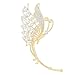 Gold Crystal Butterfly Ear Wrap Ear Cuff Earring Unique Clip on Non Pierced Earring for Right Ear