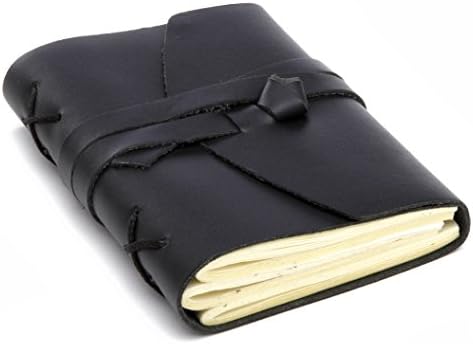 INDIARY Little Luxury Leather Journal Finest Buffalo Leather And 100% Cotton Handcrafted Paper 5x4" - A6 - Black