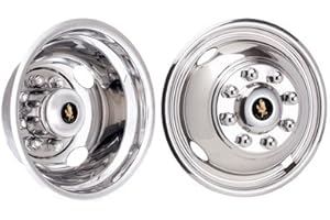 Eagle Flight 16" Wheel Simulators Set of 4, 2 Fronts and 2 Rears, Stainless Steel, Silver, Rack, Fits Most 3500, F350, E350/E450 Van, Ram 3500 Dually Wheels, Free UPS