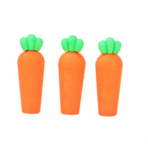 Buorsa12 PCS Mini Cute Carrot Shape Pencil Eraser Caps Pencil Extender Holder