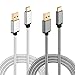 USB C Cable 6Ft, HI-CABLE 2-Pack Gold-Plated Braided USB-A to Type-C Fast Charger Cable Compatible with Samsung Galaxy S9/S8 Plus/Note 8, Google Pixel XL, LG G6 G5 V30, Moto Z/Z-Force (Gray, Silver)