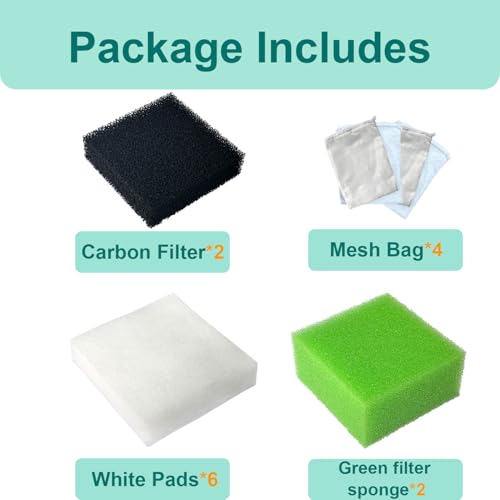 beaufan Aquarium Filter Set Compatible with Juwel Bioflow 3.0M (2 Blue Thin Sponges, 2 Blue Coarse Sponges, 2 Green Sponges, 2 Activated Carbon Sponges, 6 Filter Wadding, 2 Carbon Filters