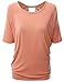 Doublju Womens Short Sleeve Round Neck Draped Open-Back Top