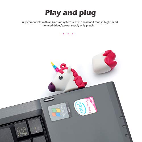 leizhan USB-Speicherstick mit 32 GB Einhorn-Motiv, niedlich, mit Kette, Daten-Speicherung, Pendrive, mit USB-Stick-Hülle… – Bild 8