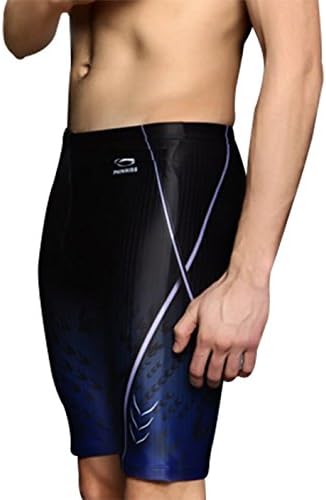 Phinikis Men's Chlorine Resistant Jammer Endurance Swimming Pants Elastic Band Tigh Compression Trunks 34 Blue