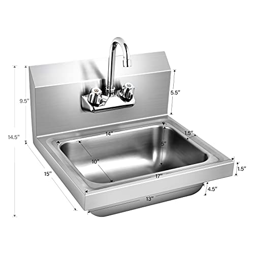 Giantex Stainless Steel Hand Washing Sink, Commercial Sink with Faucet