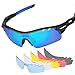 Tsafrer Polarized Sports Sunglasses 2 Pairs for Men Women Cycling Running Driving Fishing Golf Baseball (T1Black-Blue)